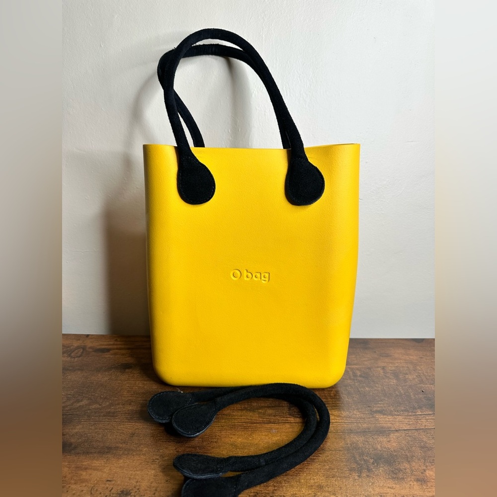 O Bag Foam Yellow Tote Bag Black liner and handles